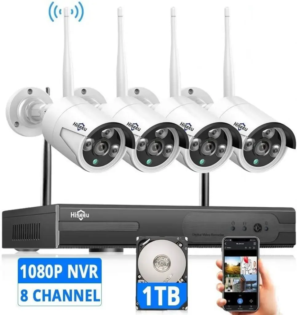 NVR 4Pcs 1080P 2.0MP Night Vision WiFi IP Security Surveillance Cameras