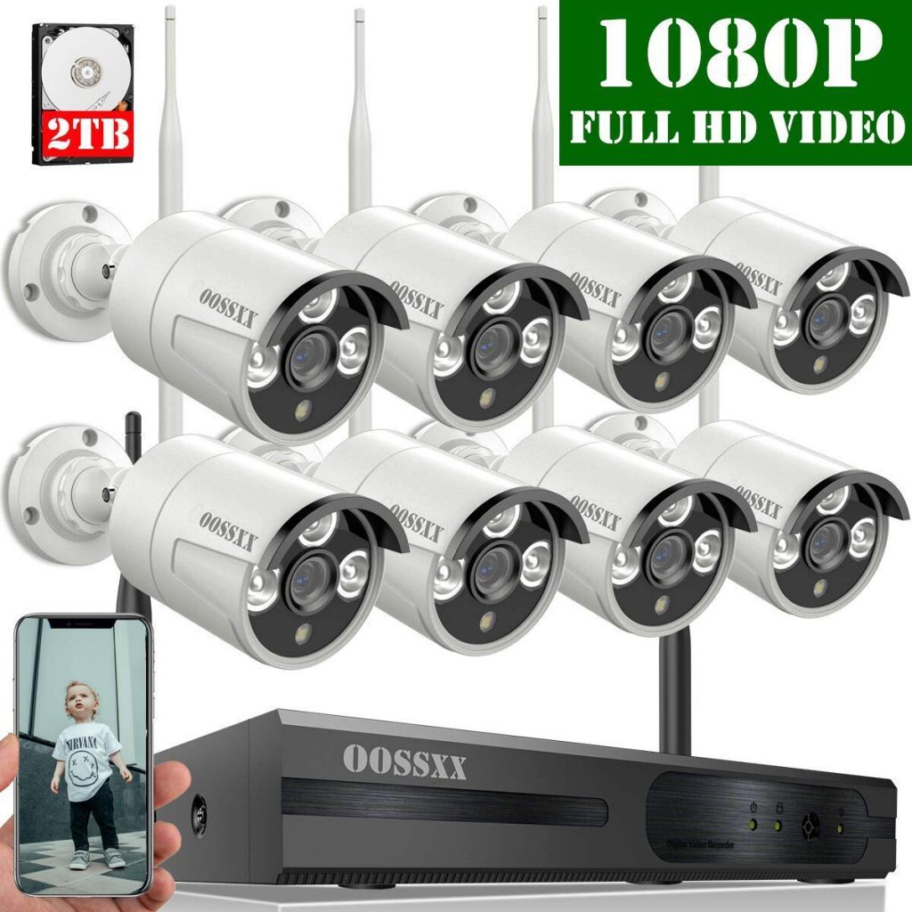 OOSSXX 8-Channel HD 1080P Wireless Security Camera System