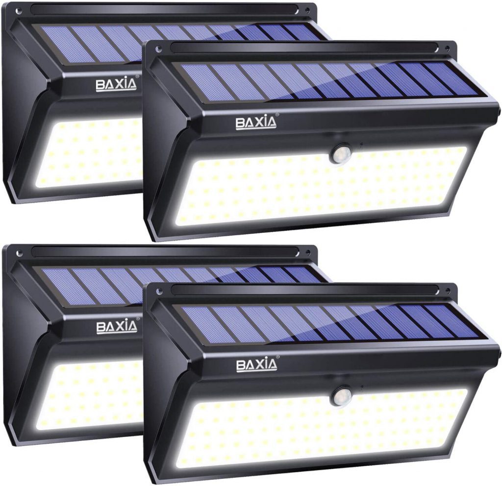 BAXIA TECHNOLOGY Solar Lights Outdoor, Wireless 100 LED Solar Motion Sensor Lights
