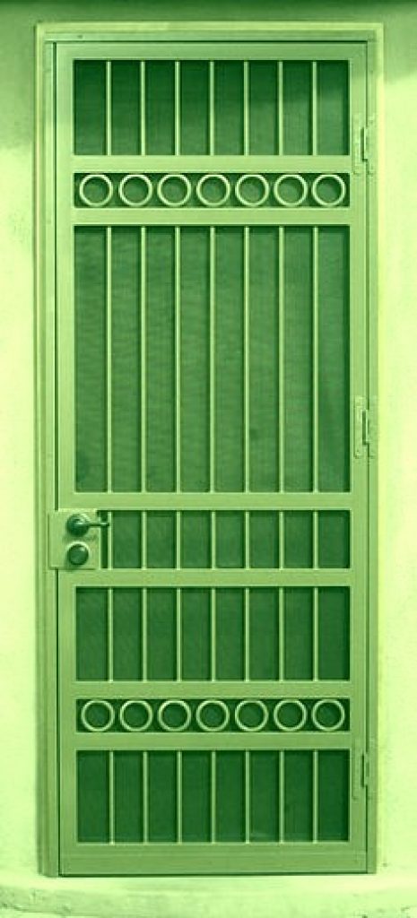 Grille for securing door glass